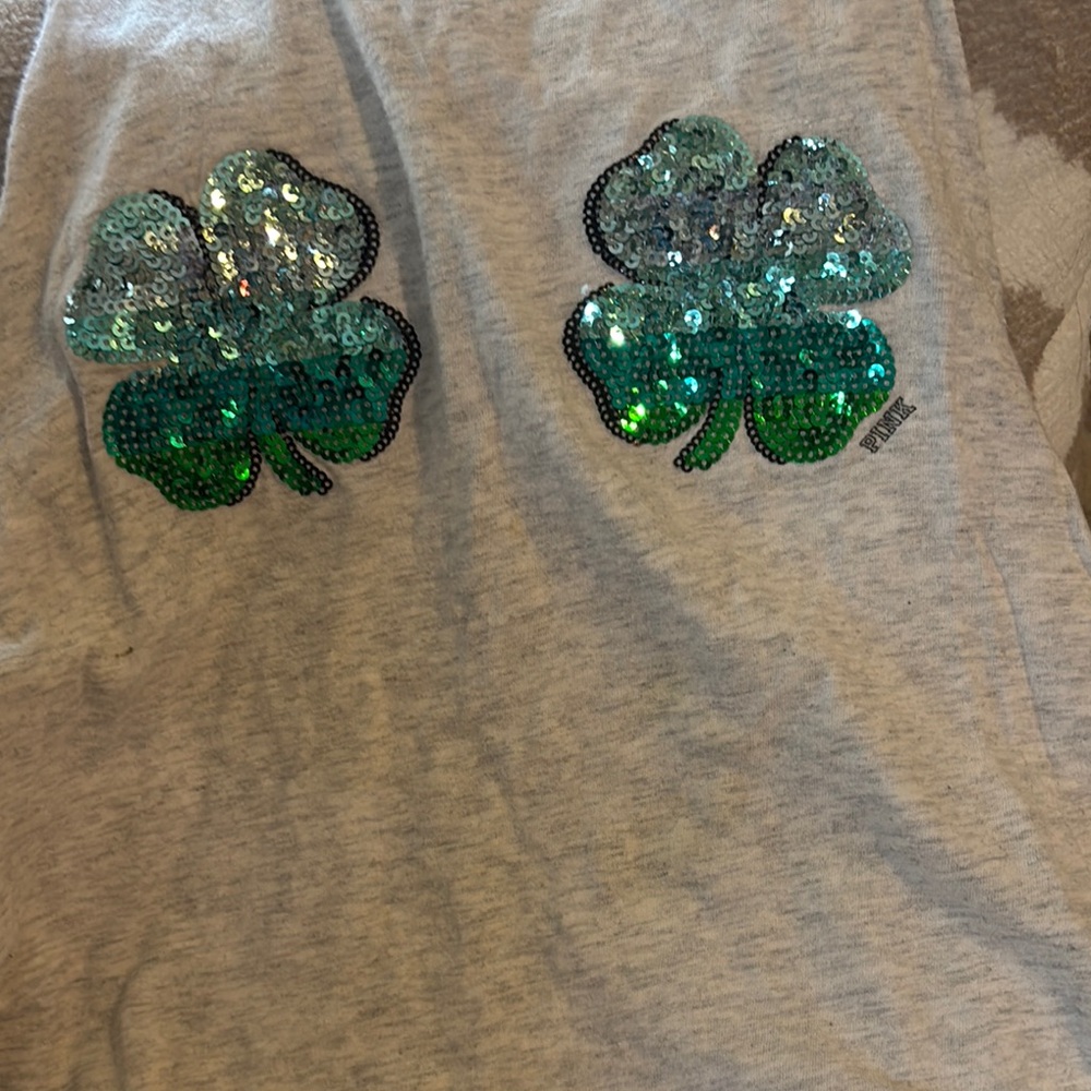 Gray Tank Top with Sequin Shamrocks